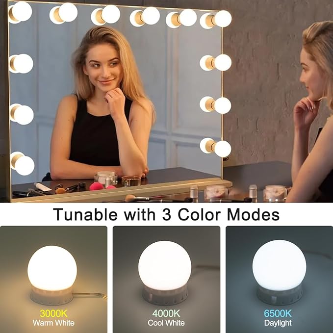 LED Vanity Lights for Mirror, High Brightness LED Chip, Hollywood Style Vanity Light with 14 Dimmable Bulbs, Adjustable Color & Brightness, USB Cable, Mirror lights for Makeup, lighting and Decoration