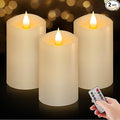3" x 5" White Flameless Candles Set of 3, 2AA Battery Life 600 Hours Battery Candles Flickering with Timer, 5 inch Flameless Candles with Remote for Indoor/Outdoor