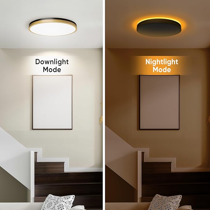 15 Inch Flush Mount Ceiling Light with Remote Control & Night Light, 5CCT Dimmable Ceiling Light Fixture, 35W 3500LM 2700K-6500K Adjustable LED Ceiling Lights for Bedroom Kitchen Living Room