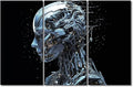 Modern Wall Art 3 Panel Concept Wall Art Female Robot Face Pictures Print On Canvas Wall Decor for Living Room, Wooden Framed Gallery-Wrapped Ready to Hang, 42" Wx28 H