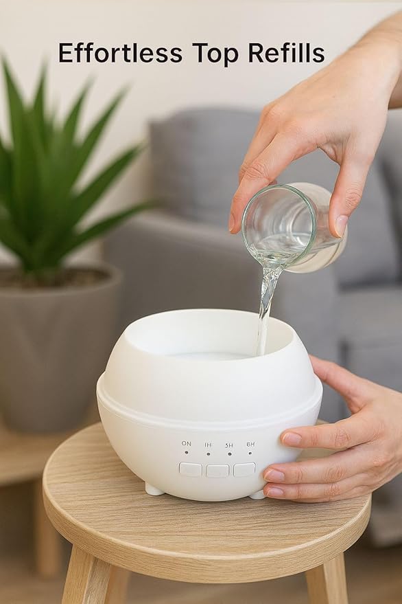 2-in-1 Air Humidifier & Aroma Diffuser Home Fragrance Room Decor Essential Oil Diffuser Humidifiers for Bedroom LED Light Color Changing Car Air Freshener (White-2)
