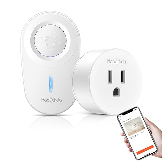 Smart Plug with Remote, 2.4GHz Wi-Fi & RF433 Wireless Remote Control Outlet Light Switch NO Neutral Wire Required, Works with Smart Life/Tuya APP, Compatible with Alexa/Google Home, White