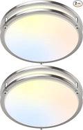 12 Inch 36W LED Ceiling Lights, 2700K/3000K/4000K/5000K/6500K Adjusted Flush Mount Ceiling Light, 3200LM Super Bright Dimmable Brushed Nickel Lighting Lamp Fixture for Bedroom Bathroom Dining, 2-Pack