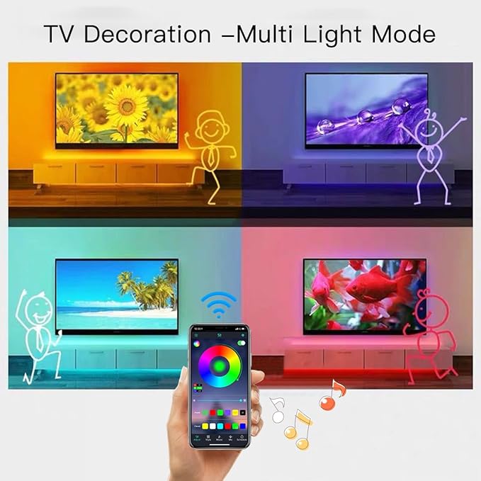 KIKO Battery Powered Led Strip Lights 6.56ft, 2m USB/Battery Operated 60 LED 5050 RGB LED Lights Birthday Christmas Gift with Remote for TV Backlight, Bedroom, Camping