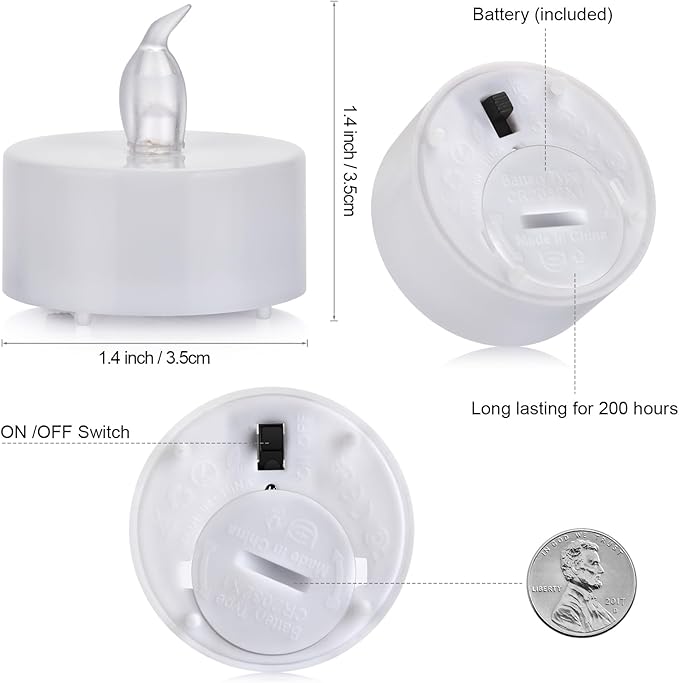 Tea Lights Flameless Battery Operated Candles-12Pack LED Electric Flickering Votive Candle Long Lasting 200 Hours, Realistic and Bright for Seasonal Festive Celebrations Decoration Warm White