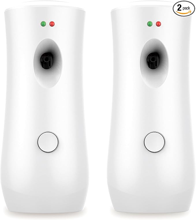 Automatic Air Freshener Spray Dispenser (2-Pack),Adjustable Time Spray, Free Standing or Wall Mounted Battery Operated Machine for Home, Indoor, Bathrooms, Offices, Hotels and Commercial Places (W-01)