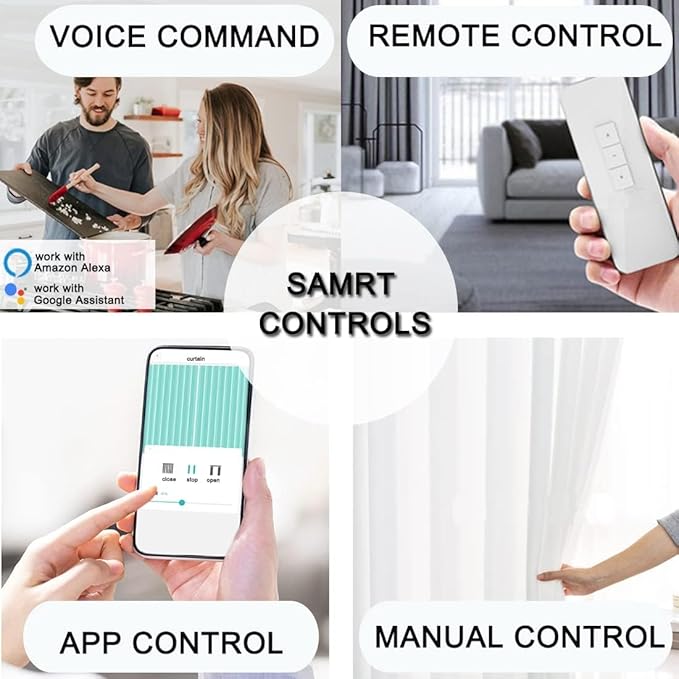 Celling Smart Curtains System, Electric Track with Adjustable Rail,Automatic Curtain Opener,Motorized Curtains Rods With Remote, Compatible with Alexa/Google Home (Up to 160in)
