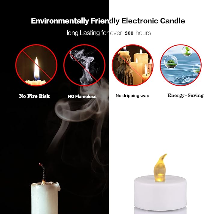 200Pack Battery Tea Lights Candles - LED Tea Lights Realistic Bright Flickering Holiday Gift Operated Flameless LED Tea Light for Festival& Celebration Warm Yellow Battery Powered(sets of 100*2)