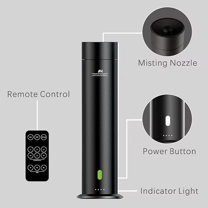 Waterless Essential Oil Diffuser - Home Luxury Scent Diffuser - Remote Control Antal Hayat Cordless Rechargeable Diffuser - 5000 sq. ft Coverage - Essential Oil Diffuser App Control Rechargeable