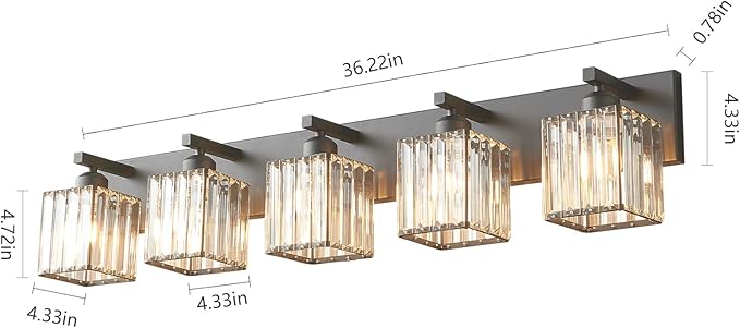 19.5" KnurledBrassWallSconcesSetof2,BronzeBathroomVanityLightFixtureswithWaterRipplesGlassTube,ModernLampforBedroom,LivingRoom,Hallway,Staise,Mirror,Kitchen