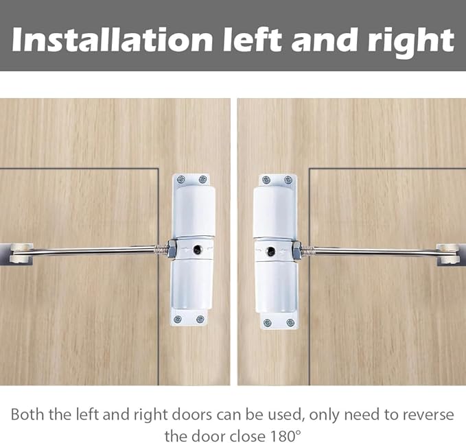 Automatic Door Closer Zinc Alloy Safety Spring Door Closer Adjustable Closing Doors Hinge for Home,Office(Color:Silver)