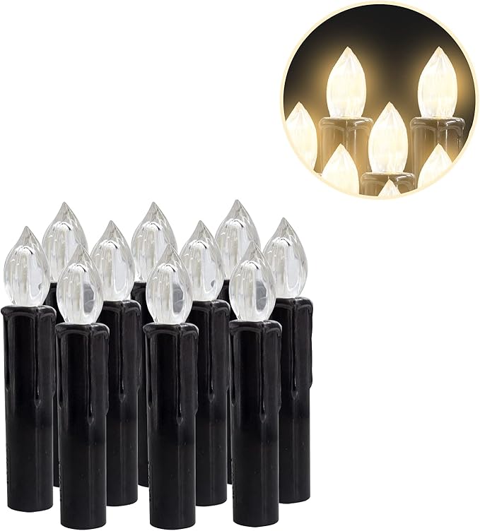 LED Candlesticks Short Taper Candle, 4inches Battery Operated Chandelier Halloween Black Flameless Candles Mini Remote Candle Sticks for Harry Potter Party Home Decor,10pcs-BL
