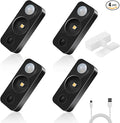 LED Motion Sensor Puck Lights, Rechargeable Cabinet Lights, Stick on Wireless LED Night Light for Closet, Drawer, Shelf, Under Cabinet, Warm White 4Pack, USB Charging Cord Included