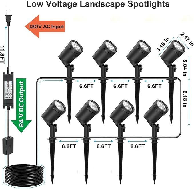 ZYAN APP Control Die-Cast Aluminum RGB Landscape Spotlights with Remote Control, Color Changing Music Sync Timer Alexa Compatible, Outdoor IP65 Waterproof for Patio Garden Yard Pathway, 8 Pack