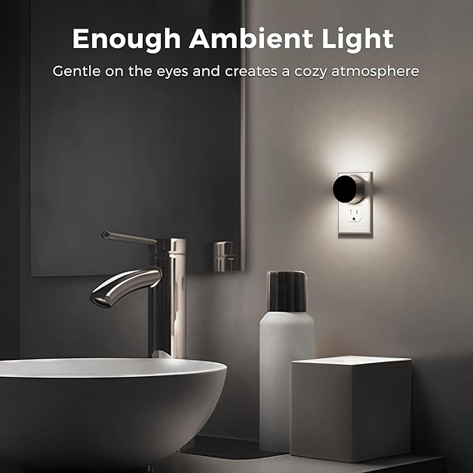 L LOHAS LED Night Lights Plug into Wall,[2-Pack] Plug in Night Light with Light Sensor,Brightness Adjustable,5000K Daylight White,Nightlight for Hallway Bedroom Bathroom