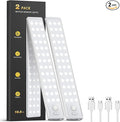 Under Cabinet Lighting - 10.5" Motion Sensor Light Indoor, Magnetic Wireless Closet Lights, Dimmable Led Night Light, Rechargeable Under Counter Lights for Kitchen, Bedroom, Stair, 2 Pack