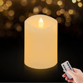 3x4 Flameless Candles Set of 1, 2AA Battery Life 600 Hours Battery Candles Flickering with Timer, 4 inch Flameless Candles with Remote for Indoor/Outdoor, Ivory