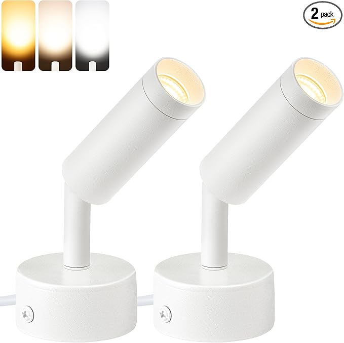 LED Spot Lights Indoor Uplighting Spotlight with Memory Function 3000K/4000K/5000K Up Lights Indoor 120V Dimmable Uplights for Plant & Accent Lighting 2 Pack