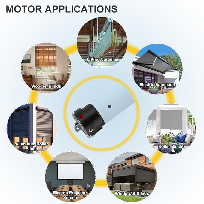 DC24V Motorized Remote Control Roller Shade Motor Kit, 45mm Brushless Electric Blind Motor for Outdoor Awning & Windproof Shades, Heavy Duty Automation (50 N.m for Φ55mm （2-1/8") Octagonal Tube