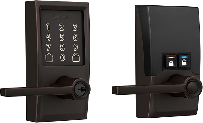 Schlage Encode Smart Wi-Fi Lock with Lever Handle, Touchscreen Keypad, Keyless Entry Door Lock, App Control, Alexa, Google Home and Airbnb Compatible, Aged Bronze, FE789WB CEN 716 LAT