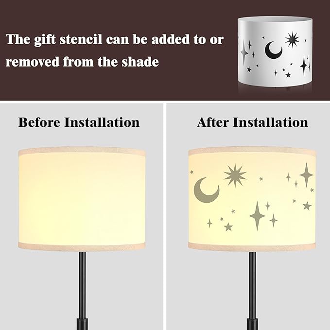 PARTPHONER Floor Lamp for Living Room Bedroom with Lampshade Stencil, 65’’ Modern Tall Lamp Simple Design Standing Lamps for Kids Room Home Office Reading, Bulb Included