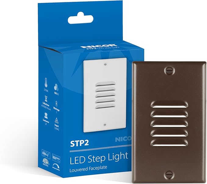 NICOR Lighting STP2 Vertical Louvered Oil-Rubbed Bronze LED Step Light (STP2L120VOB)