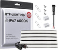 BTF-LIGHTING FCOB COB LED Strip IP67 Waterproof Flexible High Density Uniform Diffused Neon Light 16.4FT DC24V Cool White 6000K CRI 90+ LED Ribbon Black for Indoor Decor(No Adapter or Controller)