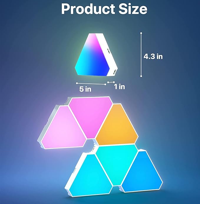 Triangle LED Light Panels, Triangle Lights with 6 Connection Ports, Real RGBIC Gaming Lights for Gaming Setup, Smart Wall Lights for Bedroom App Control Music Sync for Gaming Room Streaming, 6 Pack