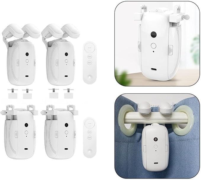 Smart Curtain Opener Automatic Curtain Opener and Closer Electric Curtain Opener Motor for Roman Rod/Tu-Rails Home Office Sleek Modern Design(1PC TU)(1PC TU)
