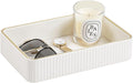 Desk Organizer Tray, PU Leather Nightstand Organizer Perfume Valet Tray for Men Women, Decorative Vanity Trays Trinket Dish Key Bowl for Entryway Table (Ivory, Medium)