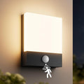 Aoceeley Modern Outdoor Led Wall Light with Motion Sensor,24W 3000K Porch & Patio Light,Exterior Hardwired Wall Light Fixtures,IP65 Waterproof Square Wall Lamp for Garage, Front Door(Black,1-Pack)