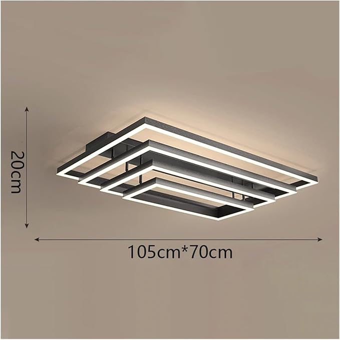 Nordic Home Decoration Salon Bedroom Decor Smart Led Lamp Lights for Room Dimmable Ceiling Light Indoor Lighting Minimalist Design(RC Remote dimming,Black 4layers)