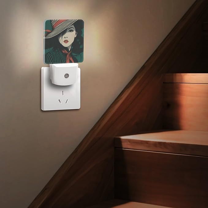 Plug in Night Light with LED & Smart Light Sensor, Stripe Concerto Auto-On/Off Night Lights Plug Into Wall for Bedroom, Bathroom, Hallway, Stairway