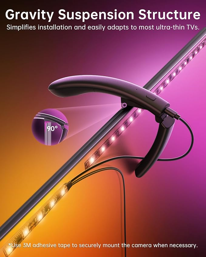 AOC TV Lights That Change with TV LED Backlight That Sync for 32-50 inch TVs, RGB Changing Strip Light with Sensor, Living Room Decor, Gifts for Men Gamers, Smart App Control, DIY Mode, 11.5FT