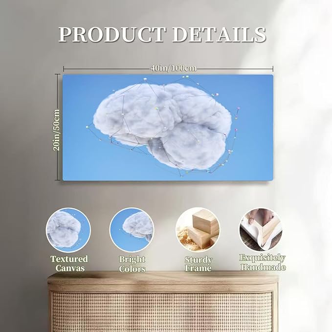 Wibinuki Wall Art Wall Decor Wall Paintings Cloud Computing And Artificial Intelligence for Living Room Bedroom Bathroom Home Decor Can Be Hung Directly 20"x 40"
