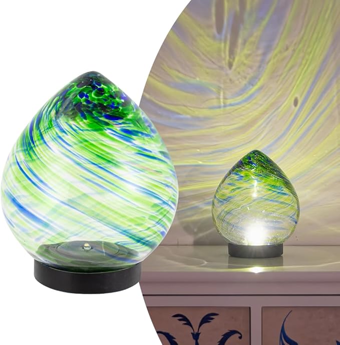 Solar Lanterns Outdoor, Solar Glass Lights, Waterproof Led Table Lamp for Garden Yard Tree Home Xmas Decoration, Green Blue
