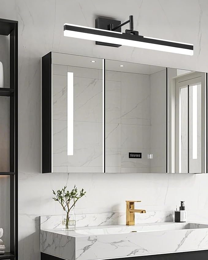 Modern LED Vanity Light Fixture,Metal Black 23.6‘’ 5CCT DimmableAdjustable & Rotatable Bathroom Light Fixture Above Mirror, Wall Sconce