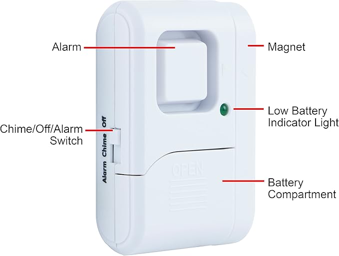 GE Personal Security Window and Door Alarm, 2 Pack, DIY Protection, Burglar Alert, Wireless Chime/Alarm, Easy Installation, Home Security, Ideal for Home, Garage, Apartment and More, White, 45115