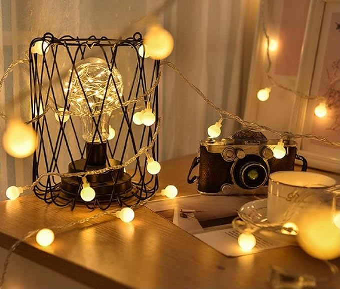 Globe String Lights 20ft 40 LED USB Powered Warm White Fairy Lights for Birthday Party Wedding Christmas and Home Decoration.