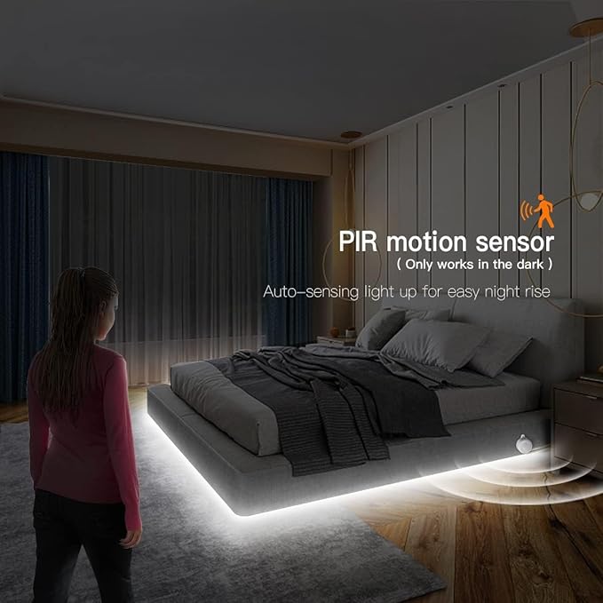 Motion Activated COB Neon LED Strip,5 V USB Motion Sensor Neon LED Strip Lights,6.56FT Waterproof White LED Light Strip, DIY Flexible LED Night Light for Indoor Stairs,Corridor
