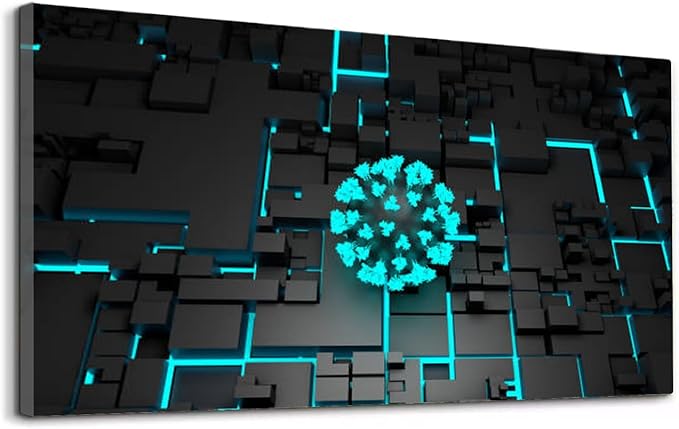 Wibinuki Wall Art Wall Decor Wall Paintings Artificial intelligence tracks spread, Technology and AI algorithms for Living Room Bedroom Bathroom Home Decor Can Be Hung Directly 20"x 40"