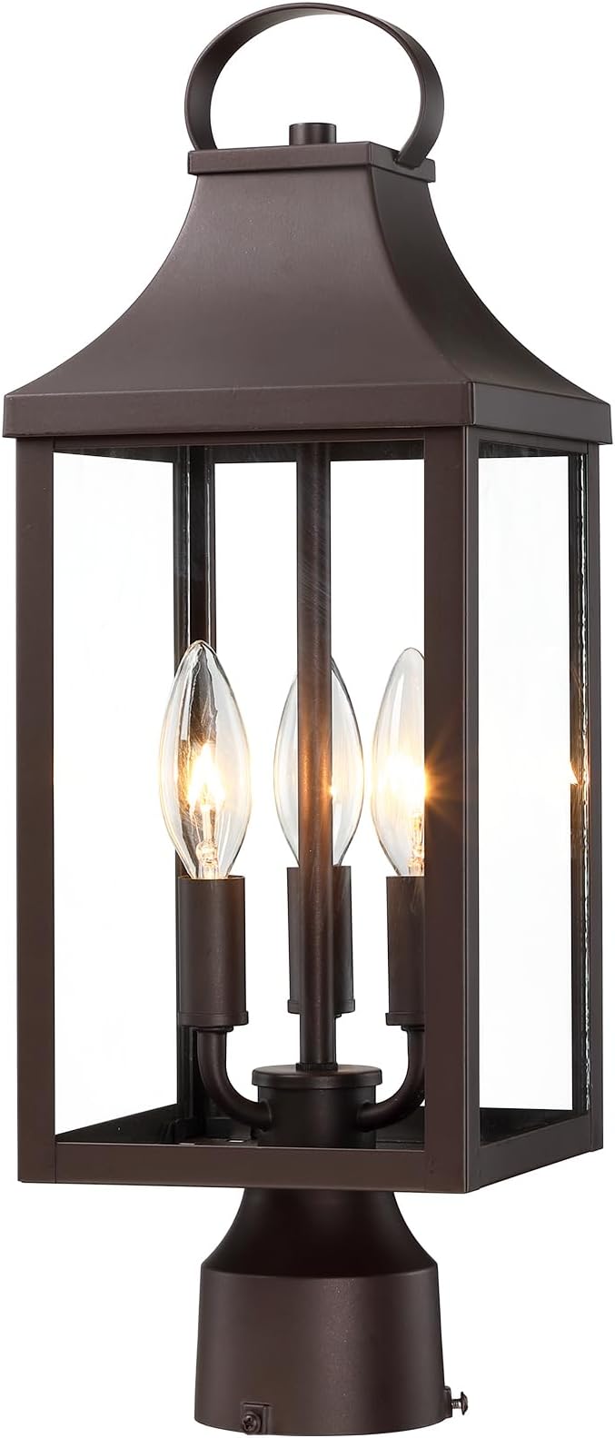 18.62 Post Light Outdoor, Large 3-Light Lamp Post Light Fixture, Modern Pillar Outside Lighting Waterproof Post Lantern Lamp Outdoor Post Light Fixtures Pole Lights for Porch, Brown, 1 Pack