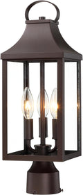 18.62 Post Light Outdoor, Large 3-Light Lamp Post Light Fixture, Modern Pillar Outside Lighting Waterproof Post Lantern Lamp Outdoor Post Light Fixtures Pole Lights for Porch, Brown, 1 Pack