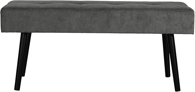Entryway Bench - Grey Bench for Bedroom, Modern Ottoman End of Bed, Corduroy Padded Benches for Living Room, Foyer, Mudroom, Hallway - 39" L x 14" W x 17" H