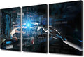 Wall Art Decor Canvas Wall Art Robot Hand and Human Hand Touching Art Prints Contemporary Home Decor Virtual Network Pictures Wall Art Framed Gallery-Wrapped Ready to Hang (36"Wx24"H)