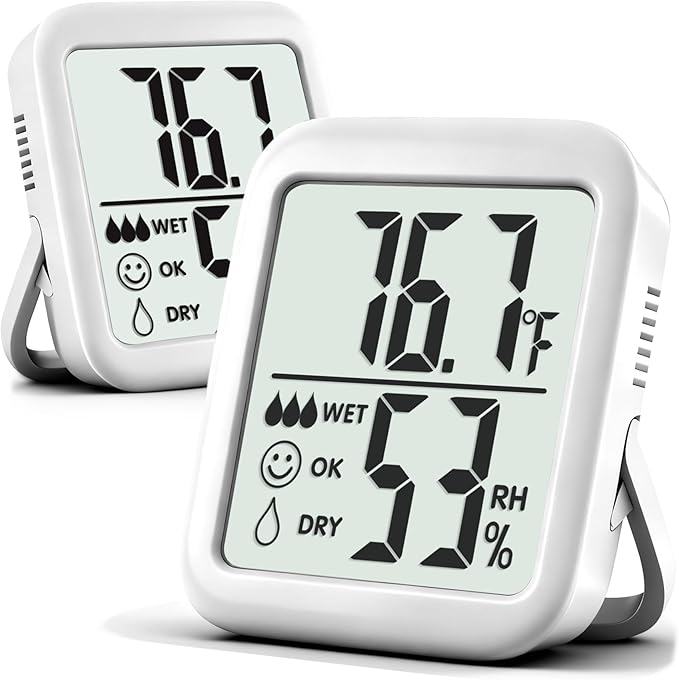 Antonki 2 Pack Room Thermometer for Home, Hygrometer Indoor Humidity Meter Gauge, Digital Temperature and Humidity Monitor Sensor for House, Terrarium, Incubator, Greenhouse - Battery Included