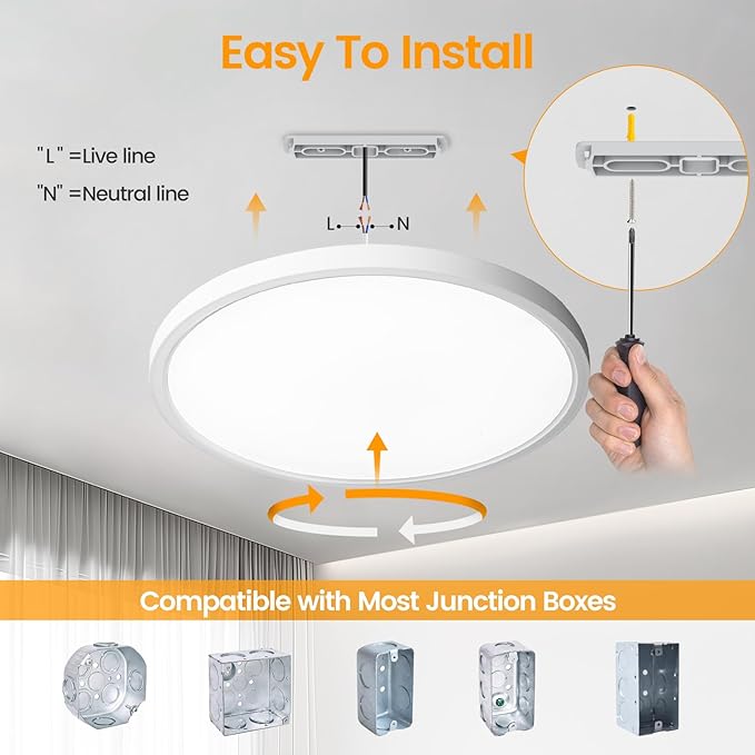 TALOYA 8 Pack 12 Inch Flush Mount LED Ceiling Light Fixture, White Sleek Ceiling Lamps for Kitchen Living Room Laundry, 3000K/3500K/4000K/5000K/6500K CCT Selectable, Easy to Install and Ultra Slim