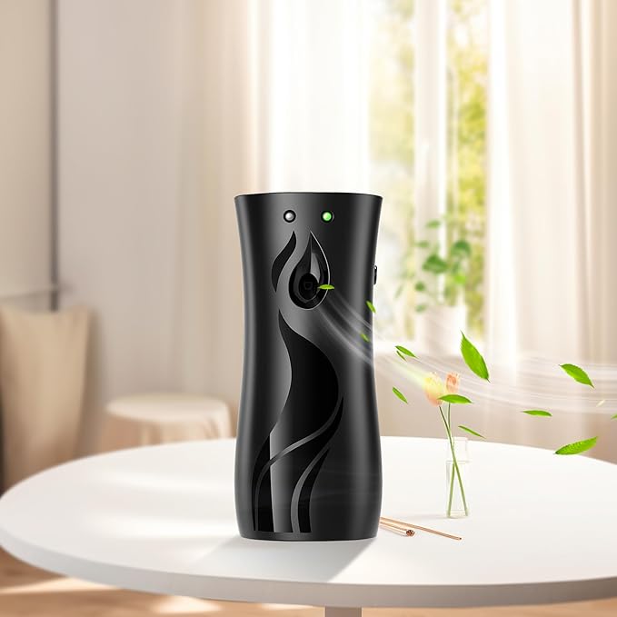 (2-Pack) Automatic Fragrance Dispenser | Automatic Air Freshener Spray Dispenser | Wall Mounted or Standing Aerosol Sprayer for Hotel Office Living Room Bathroom Commercial Place (Black)