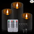 ALED LIGHT Black Real Wax Rechargeable Candles Flickering Realistic,Flameless Candles Rechargeable with Remote for Home Decor Idea Gift，Pack 3(D 3”X H 4”5”6”)