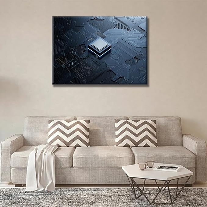 CPU Concept Canvas Wall Art Decor Central Computer Processors CPU for Living Room AI Wall Painting Wall Art for Office Modern Artwork Poster Prints Framed 20x28 INCH